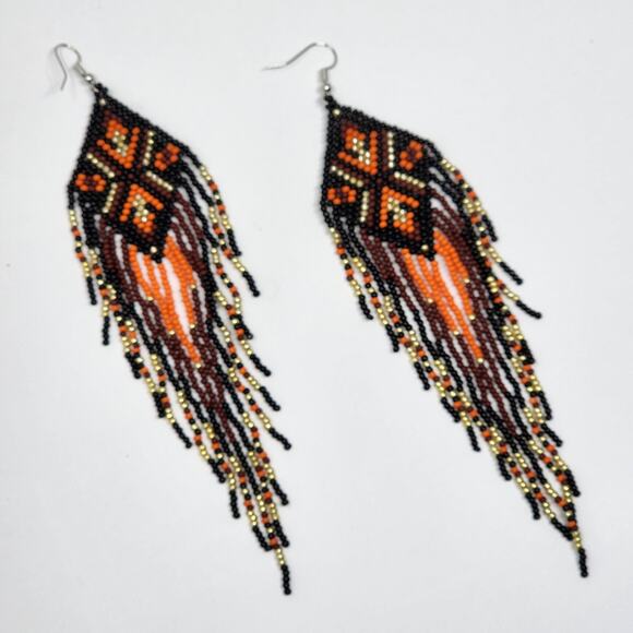 Tribal Legacy Boho Beaded Fringe Earrings - Picture 1 of 6